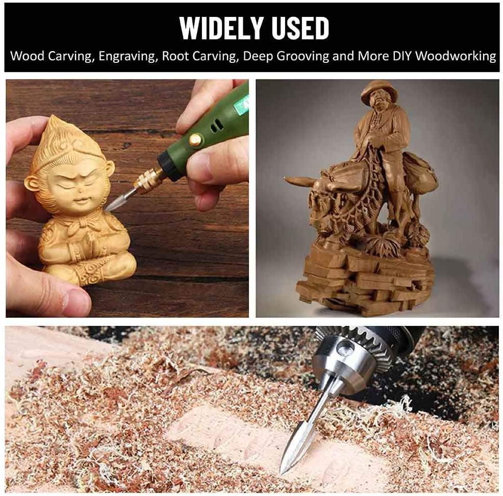 Wood Carving Tools for Rotary Tool, 5 PCS HSS Woodworking Tools Engraving Drill Bit Set Wood Crafts WoodArtSupply