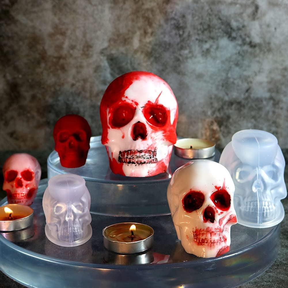 Set of Large + Medium + Small 3D Skull Resin Molds, Flexible Clear Silicone Skull Head Molds, Silicone Molds for Resin, Clay, Candle Wax Casting, WoodArtSupply