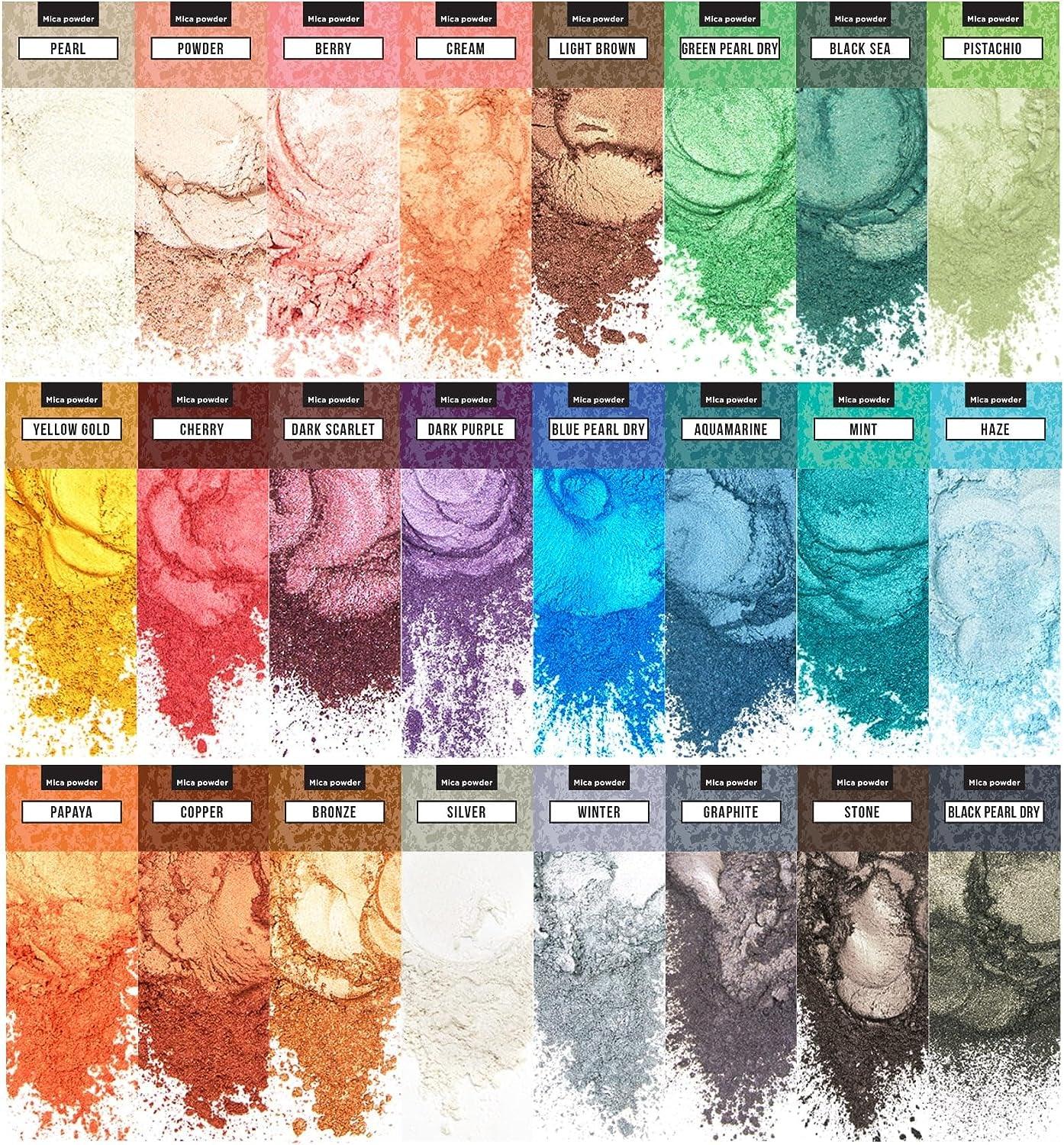  Craft Resin Mica Powder 26 Solid Colors, 4 Neon Glow
