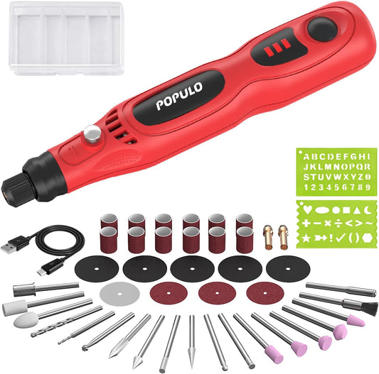Mini Cordless Rotary Tool Portable 4V Jewelry Polishing Kit with 46 Pieces Rotary Accessory Kit, Max Speed Load up To15000 RPM,USB Charging,Engraving Pen,Polishing, Grinding, DIY Crafts