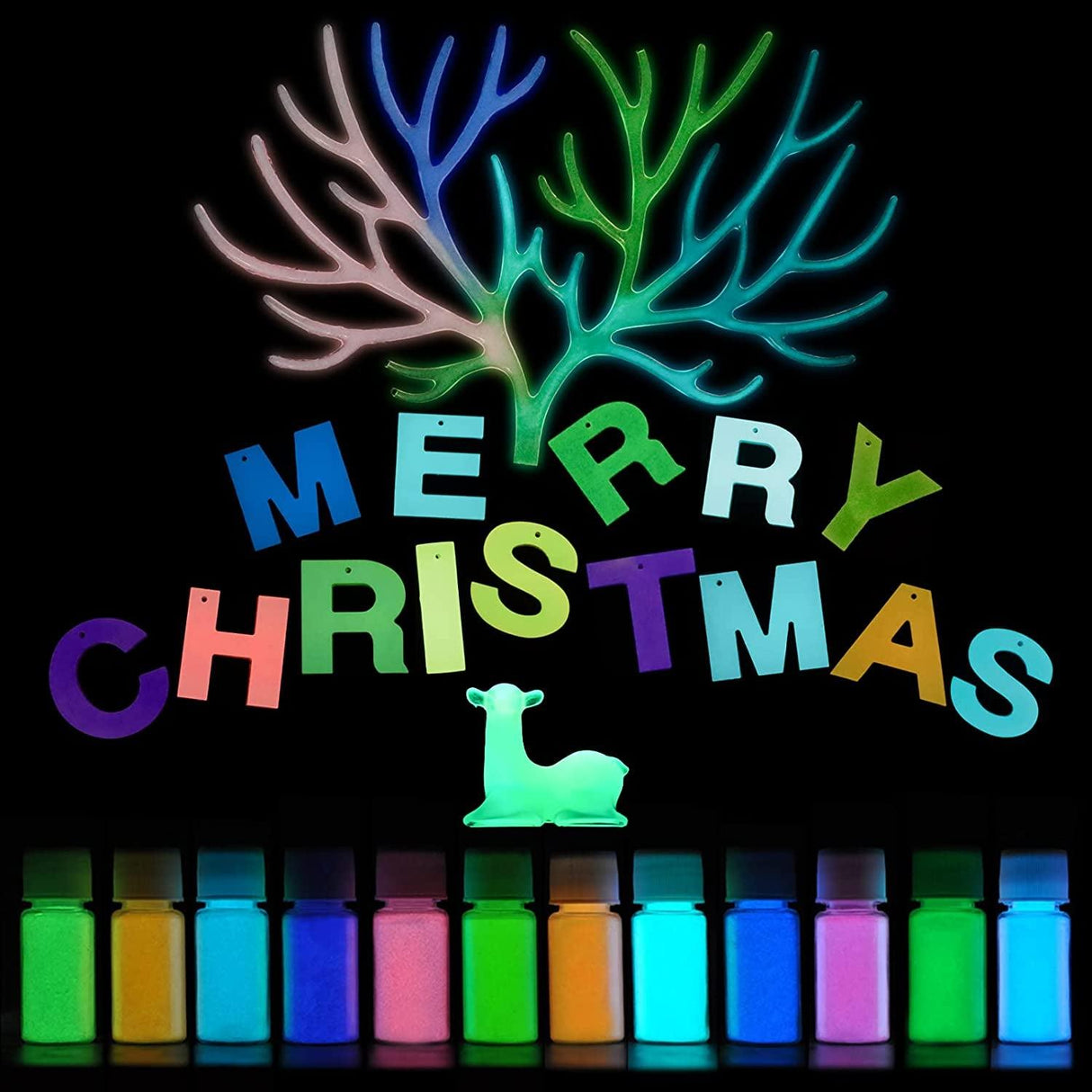 Glow in the Dark Powder 12 Colors Epoxy Resin Dye Luminous Pigment Safe Long Lasting for Fine Art, DIY Nail Art, Colorant, Acrylic Paint, DIY Crafts WoodArtSupply