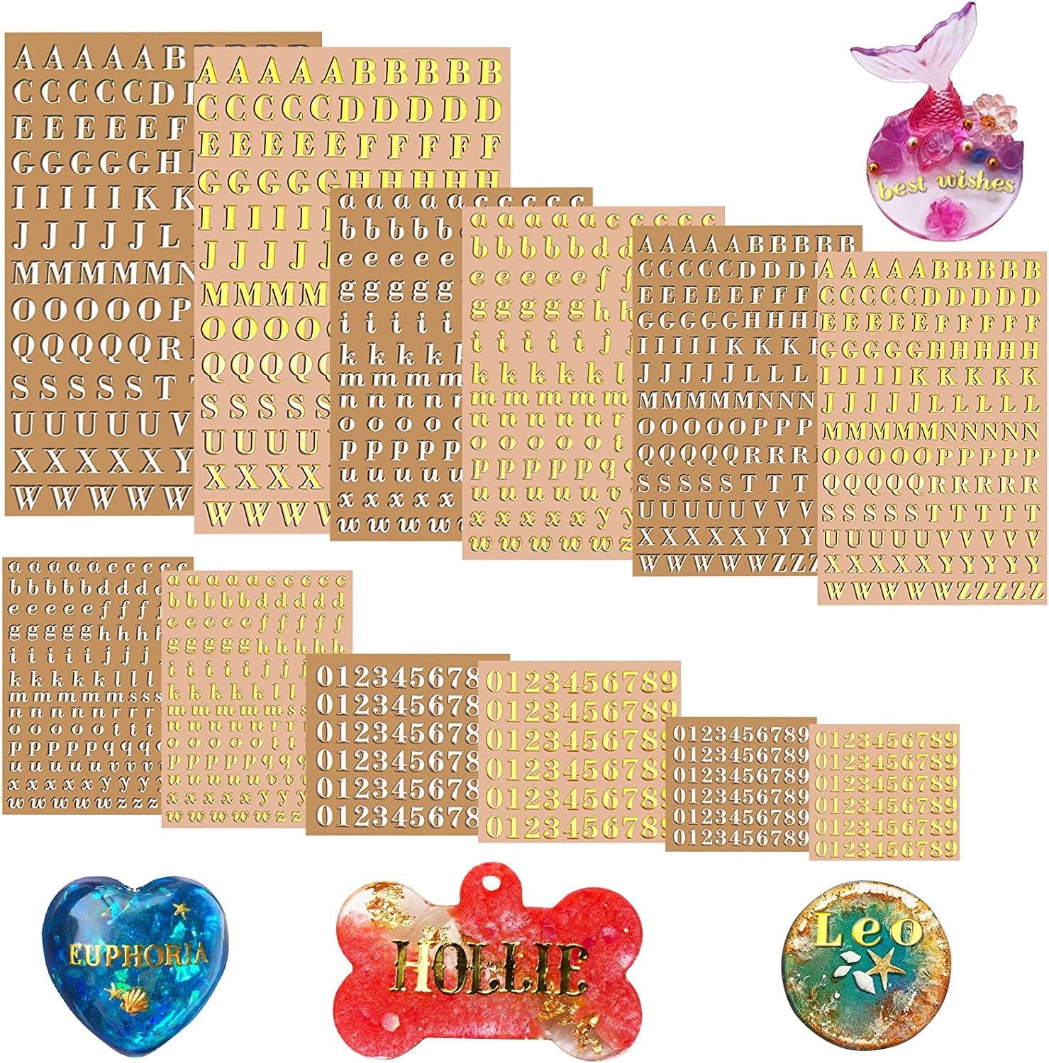 Gold Glitter Letter & Number Stickers Set, Scrapbooking Craft