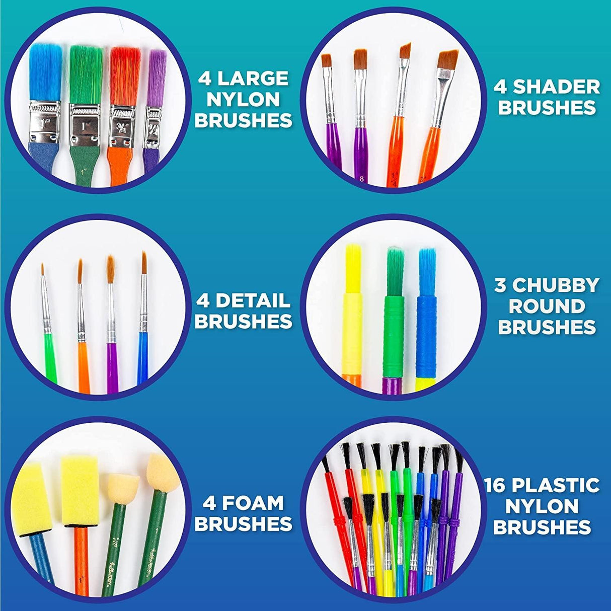 Paint Brushes -35 All Purpose Paint Brushes Value Pack – Includes 8 Different Types of Brushes WoodArtSupply