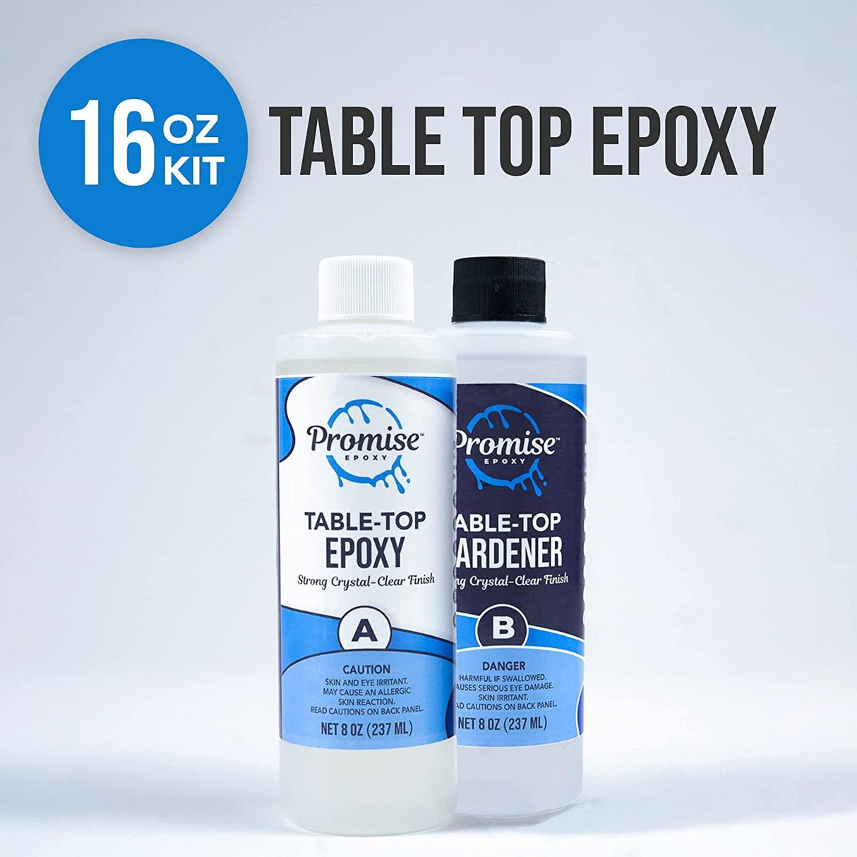 Promise Epoxy - Clear Table Top Epoxy Resin (16-Ounce Kit) | UV Resistant, Self-Leveling | High Gloss Shine for Wood Table Top, Bar Top, Counter Top, WoodArtSupply