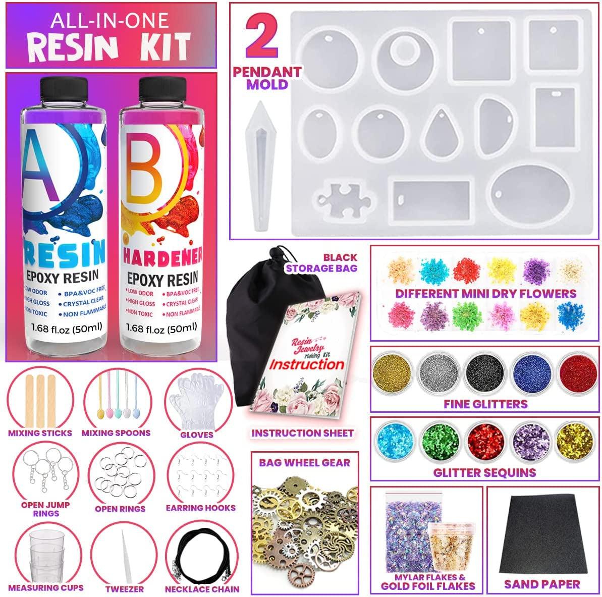 Resin Jewelry Making Starter Kit - Resin Kits for Beginners with Molds and Resin Jewelry Making Supplies - WoodArtSupply