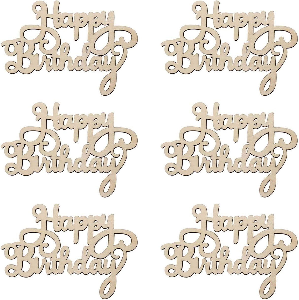 30Pcs Mini Birthday Wood Crafts DIY Cutout Wooden Slices Embellishments WoodArtSupply