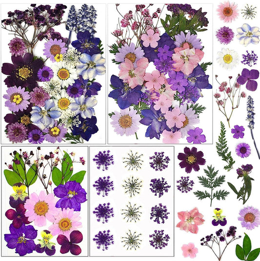 92 Pcs Purple Dried Pressed Flowers Real Natural Leave Petals for DIY Resin Candle Jewelry Nail Crafts - WoodArtSupply