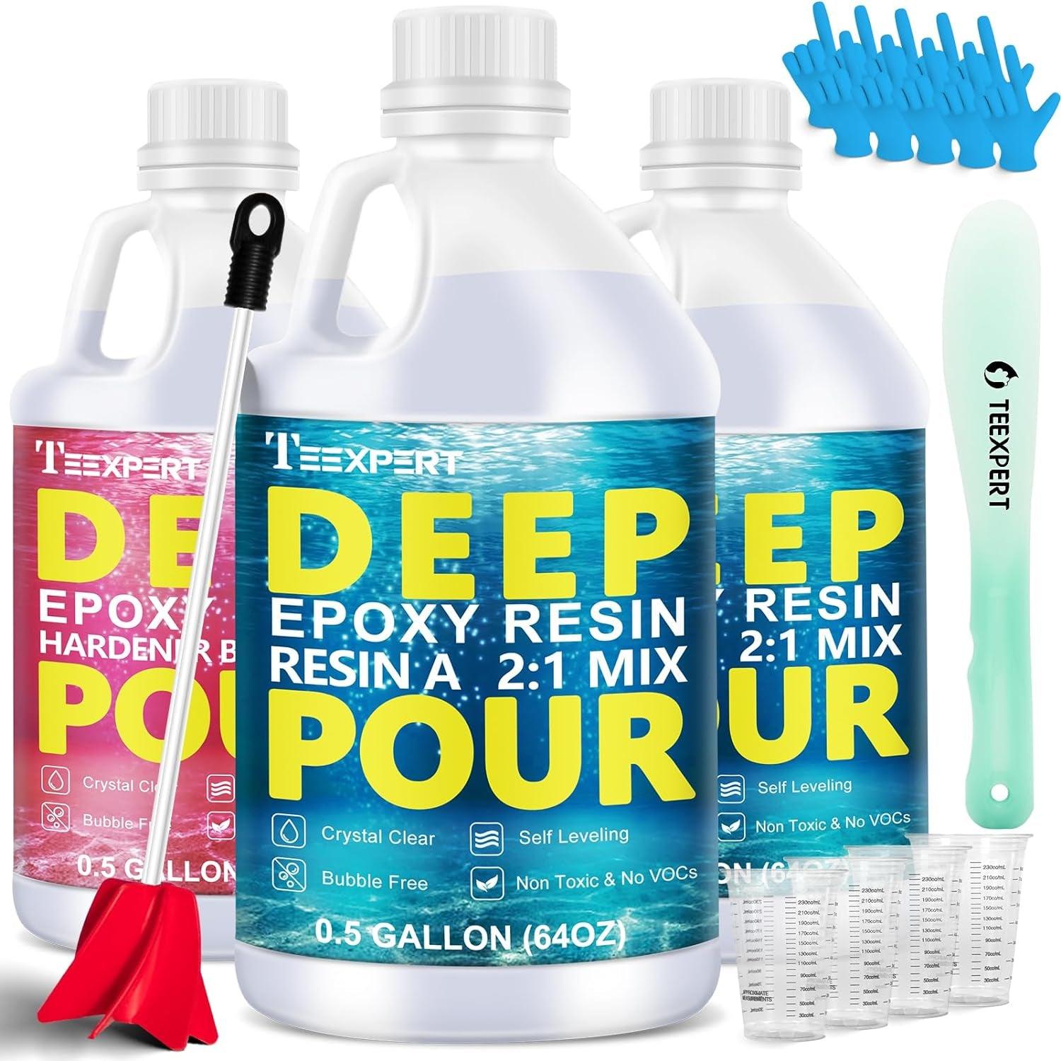Deep Pour Epoxy Resin for River Table | 1.5 Gallon (5.7 L) | 4'' Deep Pour, Casting & Art Epoxy Resin Kit | Low VOC & Low Odor | for River Tables, Dee