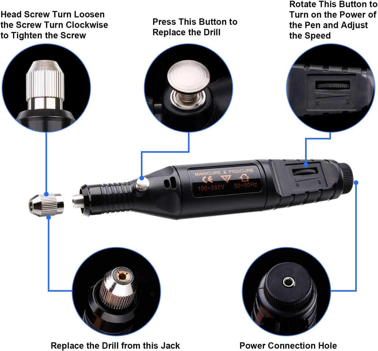 Electric Micro Engraver Pen Mini DIY Engraving Tool Kit for Metal Glass Ceramic Plastic Wood Jewelry 1 Scriber Etcher 30 Bits 6 Polishing Head 3 Wool WoodArtSupply