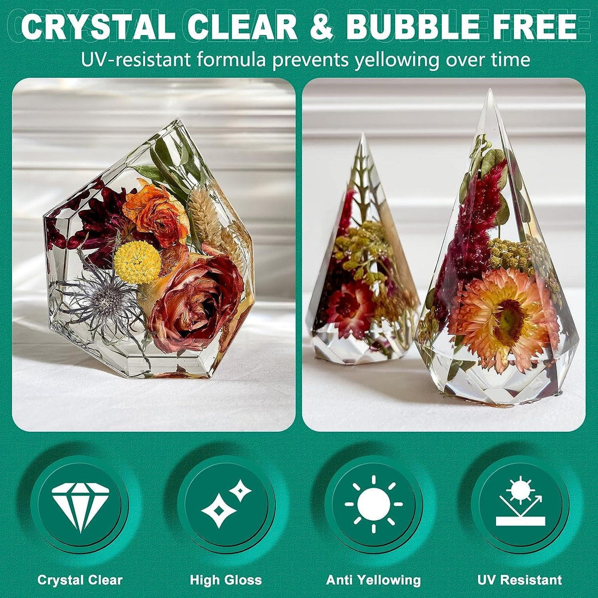 Epoxy Resin Deep Pour, 1.5 Gallon Epoxy Resin Kit for 2-4" Pour Depths, Crystal Clear & High Gloss, Bubble-Free Casting Resin for River Tables, WoodArtSupply