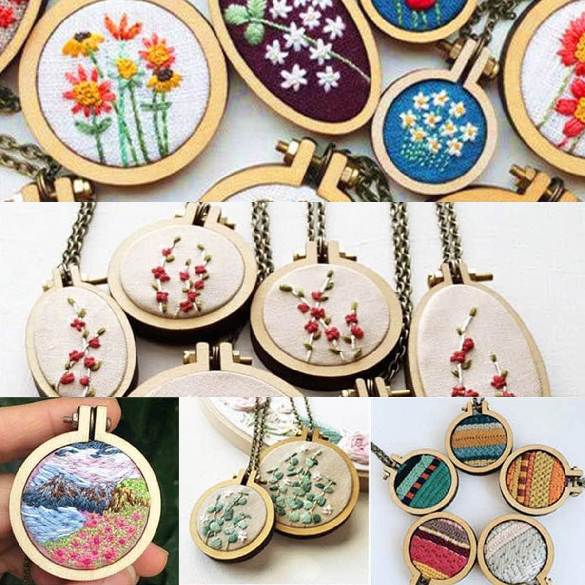 Embroidery Hoop Mini round Cross Stitch Hoop Ring Imitated Wood Display Frame for Art Craft Handy Sewing and Hanging 10 Pcs WoodArtSupply
