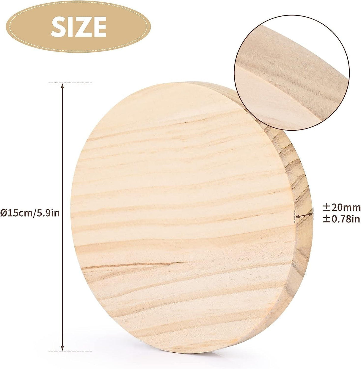 5PCS Unfinished Natural Wood Slices-5.9Inch round Wooden Discs Circles WoodArtSupply