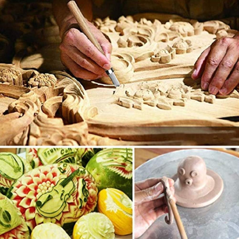 Wood Carving, 12 Carving Tools Set with Knife Stone & Carrying Pouch - Perfect Knife Kit for Beginner WoodArtSupply