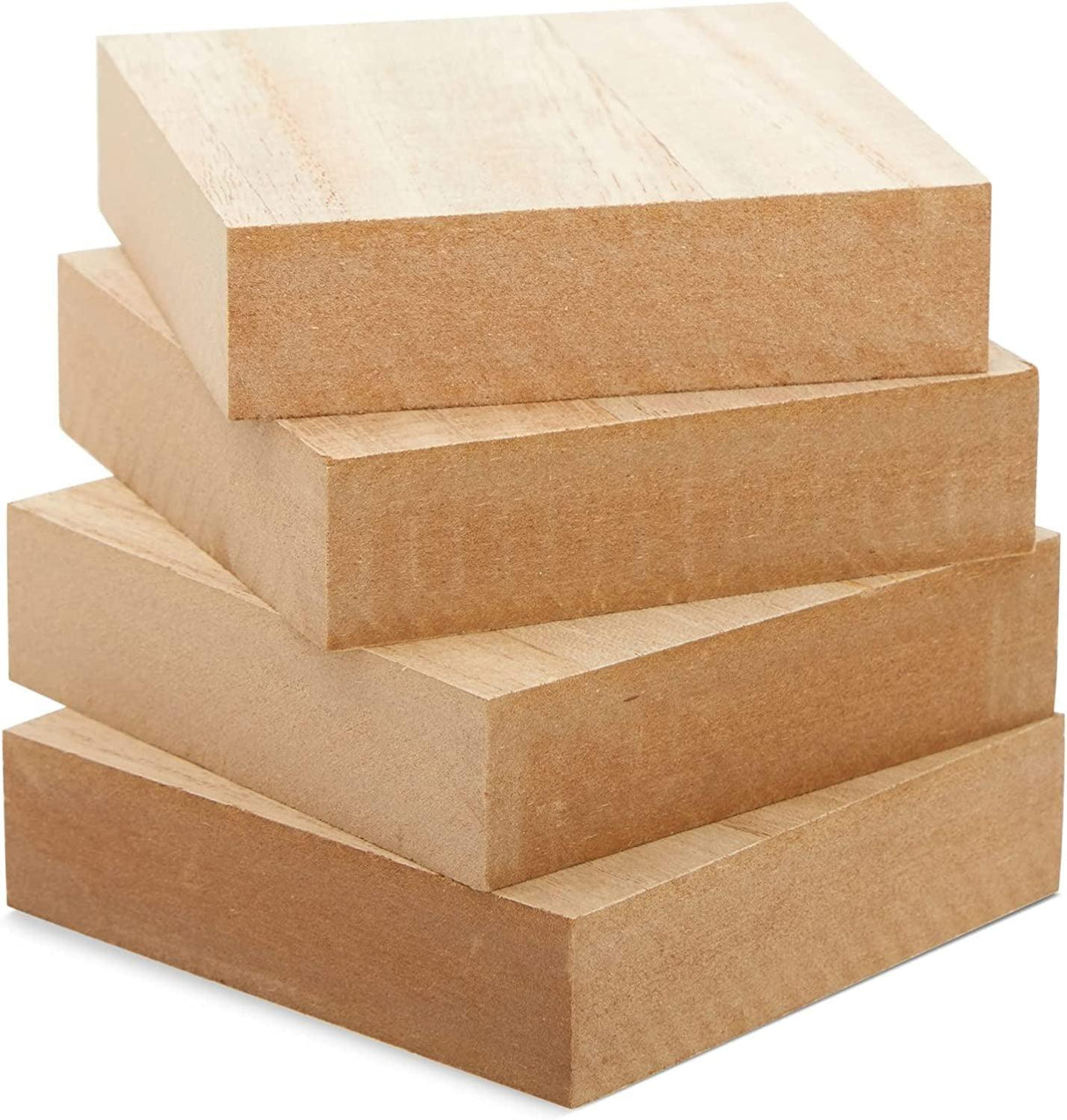 Unfinished MDF Wood Blocks for Crafts, 1 in Thick Wooden Square Blocks (4X4 In, 4 Pack) WoodArtSupply