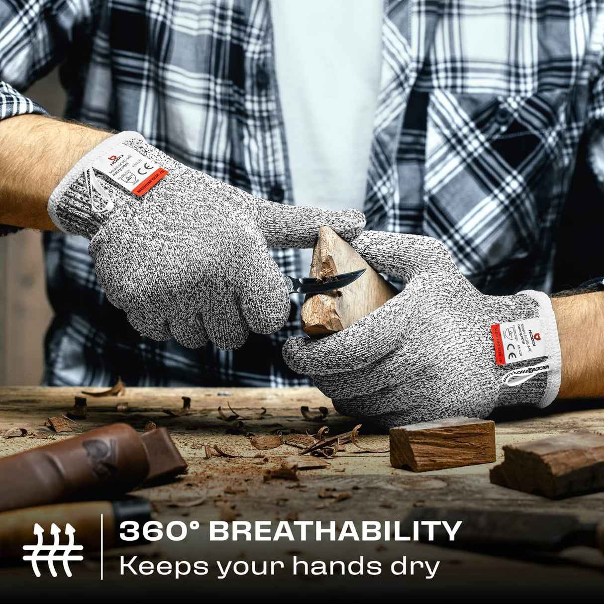 Premium Cut Resistant Gloves Food Grade — Level 5 Protection; Ambidextrous; Machine Washable; Superior Comfort and Dexterity; Lightweight Protective WoodArtSupply