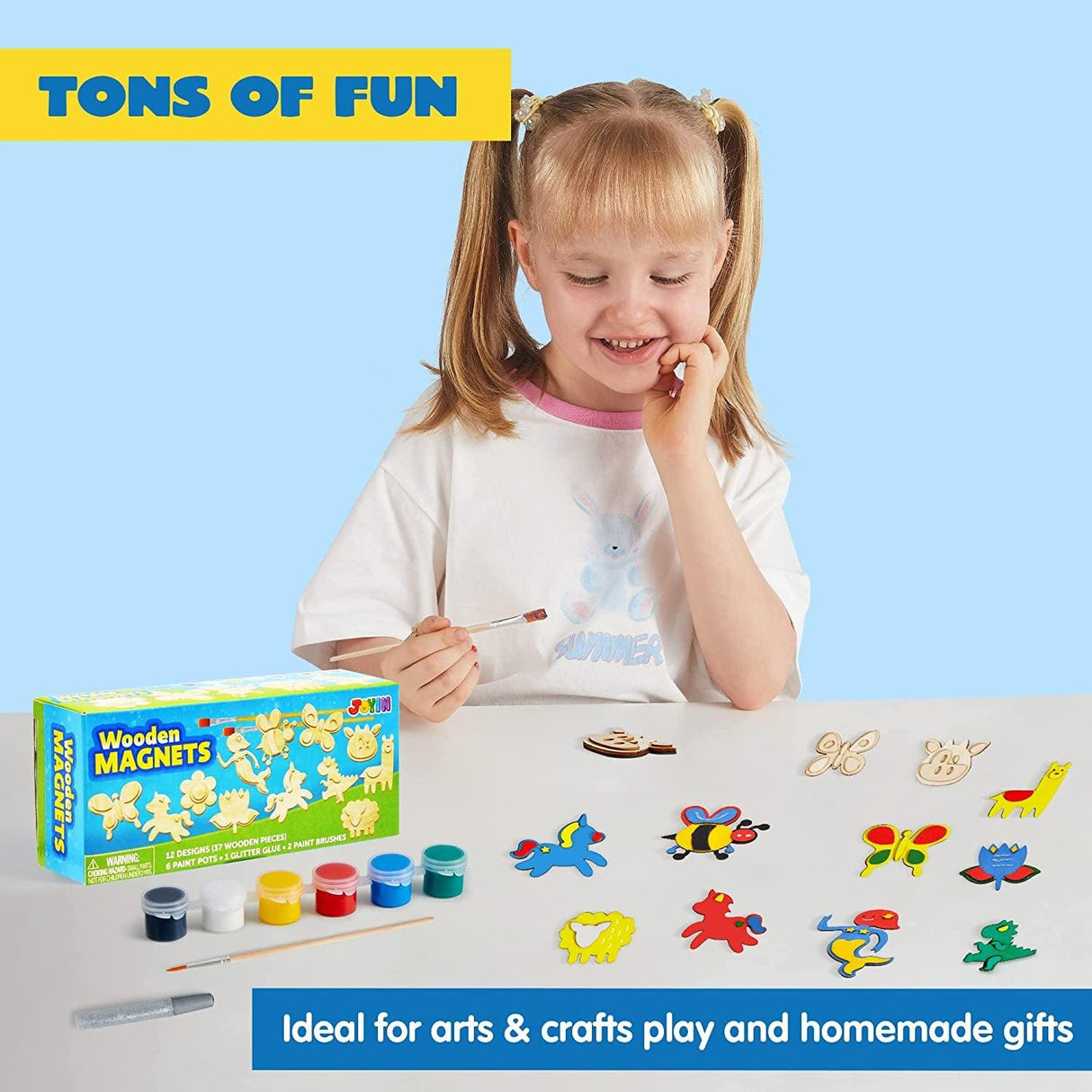 Wooden Magnets, Spring Arts & Crafts for Boys and Girls Ages 4+, Childrens Painting Craft Activities Kit WoodArtSupply