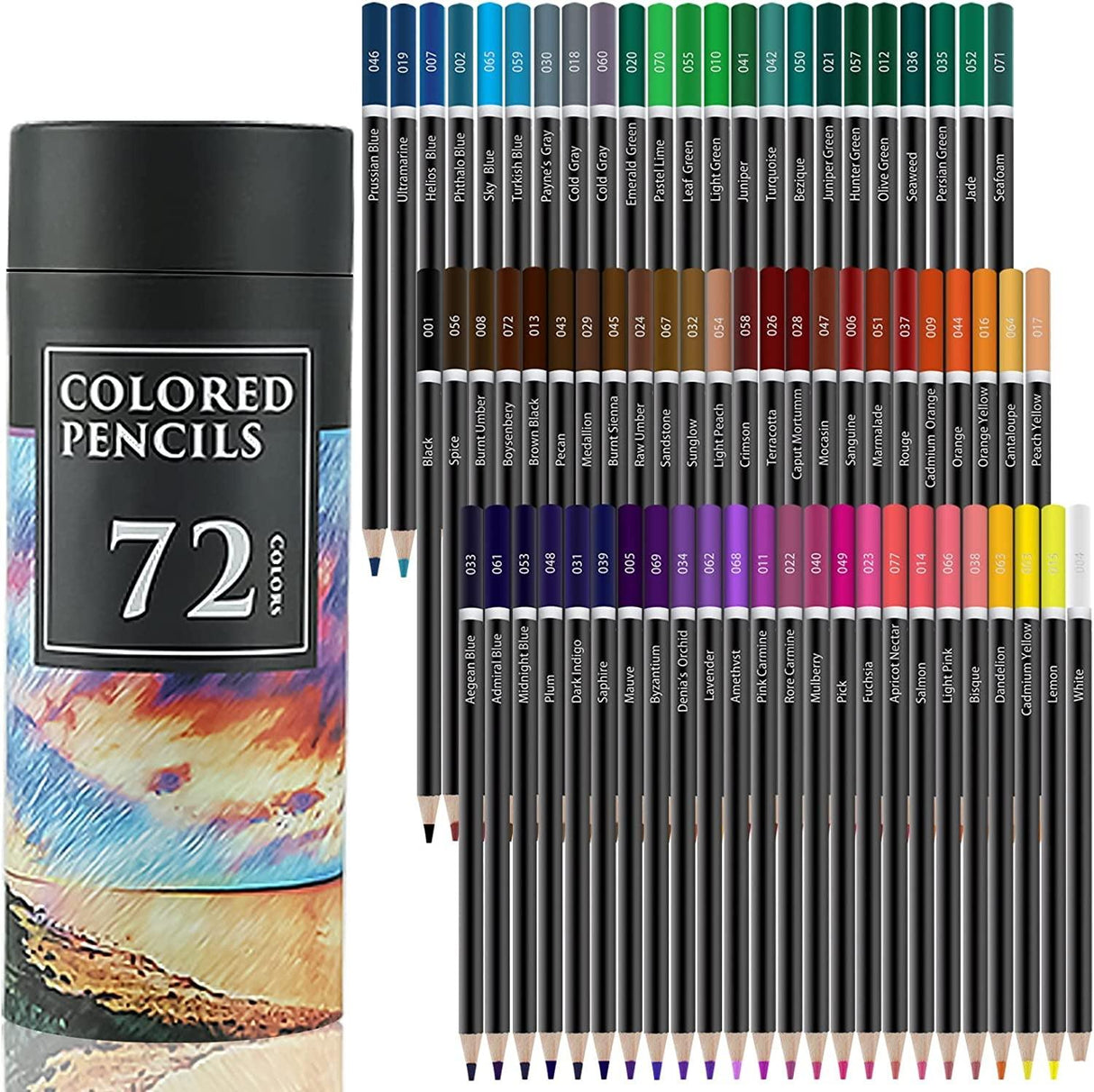 Colored Pencils for Adult Coloring Books, 72 Colored Professional Drawing Pencils, Art Supplies WoodArtSupply