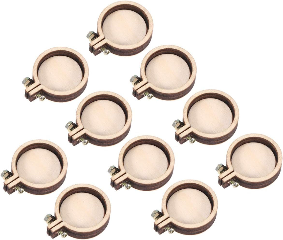 Embroidery Hoop Mini round Cross Stitch Hoop Ring Imitated Wood Display Frame for Art Craft Handy Sewing and Hanging 10 Pcs WoodArtSupply