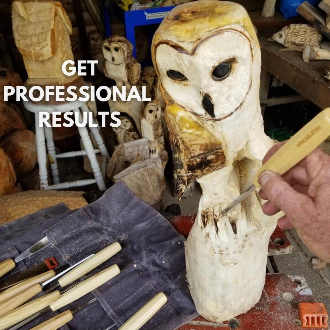 Wood Carving Tools Set of 12 Wood Chisels - Glides through Wood like Butter - Quality Carving Tools Chisel Set for All Skill Levels, Woodworking WoodArtSupply