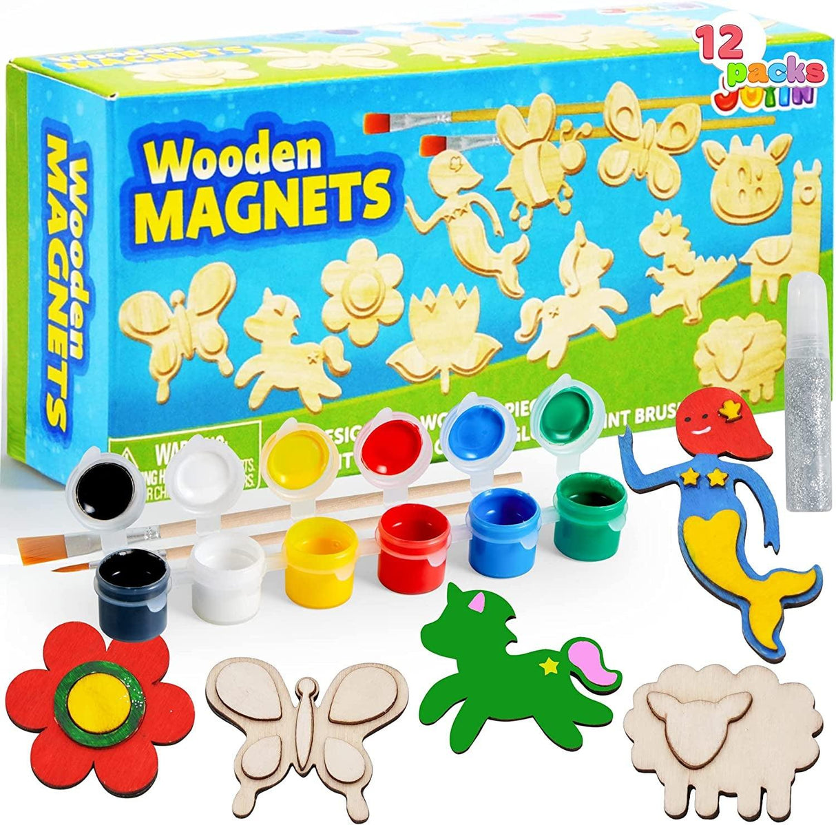 Wooden Magnets, Spring Arts & Crafts for Boys and Girls Ages 4+, Childrens Painting Craft Activities Kit WoodArtSupply