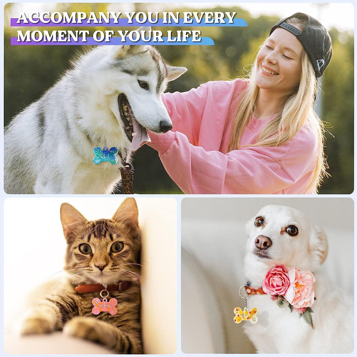 Pet Tag Resin Molds Silicone for Cat Dog | Epoxy Resin & UV Resin Bone Shape Keychain Molds with 10Pcs Key Ring & 10Pcs Jump Ring, DIY Keychain WoodArtSupply