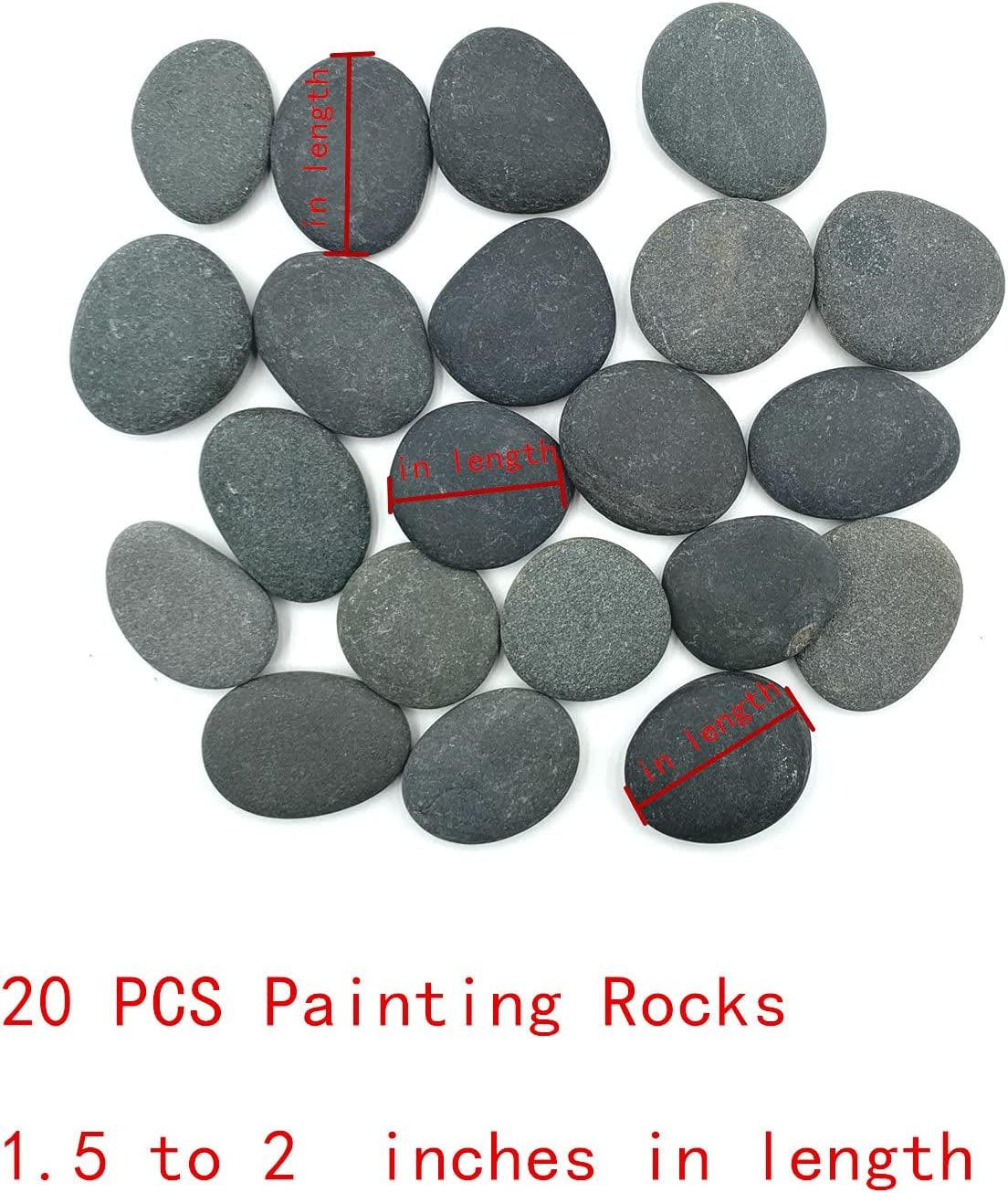 50PCS Painting Rocks, Black DIY Rocks Flat & Smooth Kindness Rocks for Arts, Crafts, Decoration WoodArtSupply