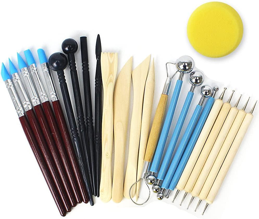 Clay Tools, 24Pcs Polymer Clay Tools, Modeling Clay Sculpting Tools Set Pottery Tools WoodArtSupply