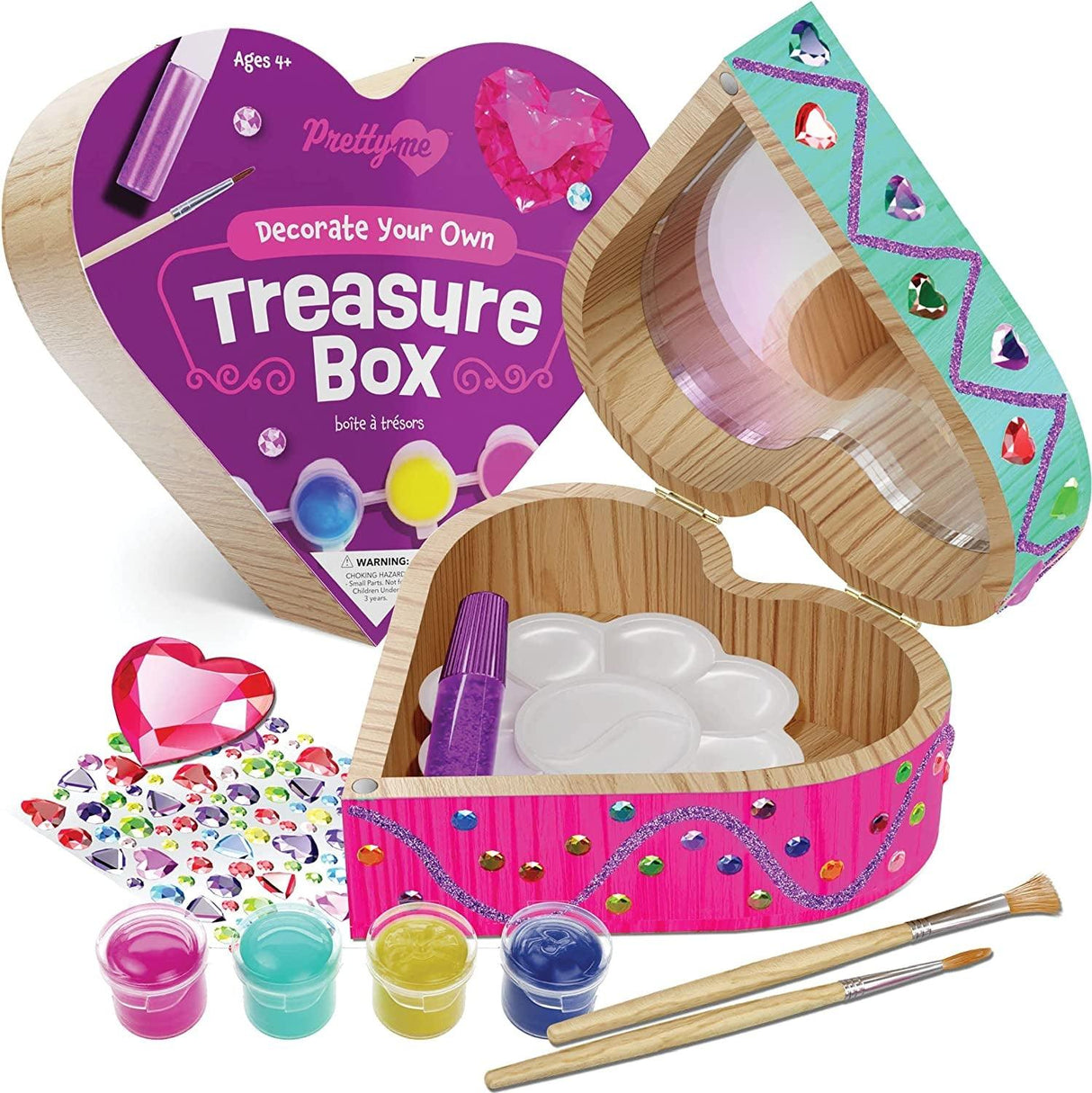 Paint Your Own Wooden Kids Heart Treasure Box Kit - Art Kits for Toddler Girl - Arts and Craft WoodArtSupply