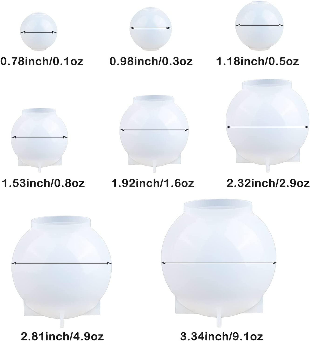 8Pcs Sphere Resin Molds Silicone, Upgraded 3D Seamless Ball Shapes Silicone Molds for Resin Casting, Large Globe Epoxy Resin Molds for Home Decor, WoodArtSupply