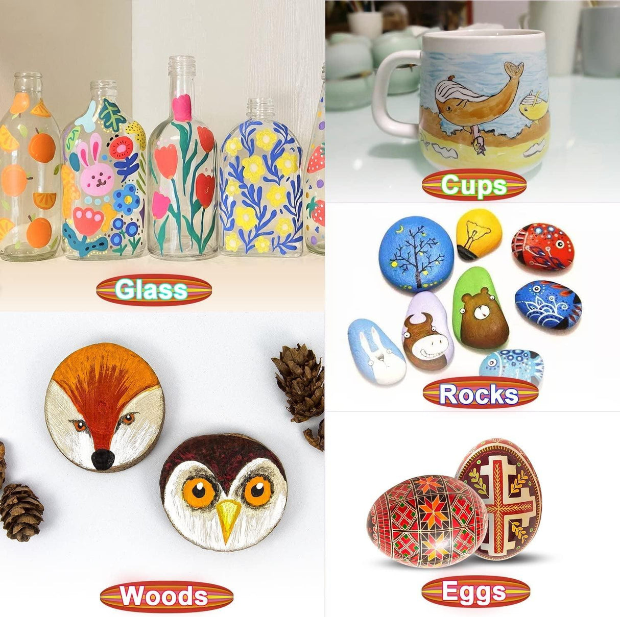 24 Colors Acrylic Paint Pens, Paint Markers for Rock Painting, Fine Point Acrylic Pens WoodArtSupply