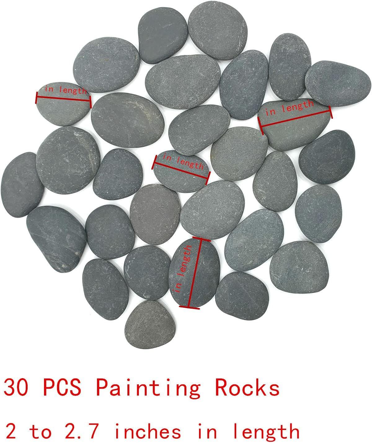 50PCS Painting Rocks, Black DIY Rocks Flat & Smooth Kindness Rocks for Arts, Crafts, Decoration WoodArtSupply
