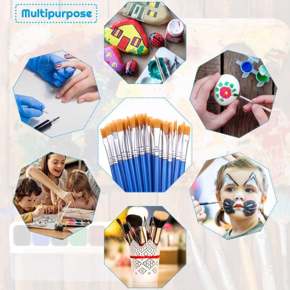 50 Pcs Flat Paint Brushes for Touch Up, Small Paint Brushes for Classroom Crafts Paint Brushes WoodArtSupply