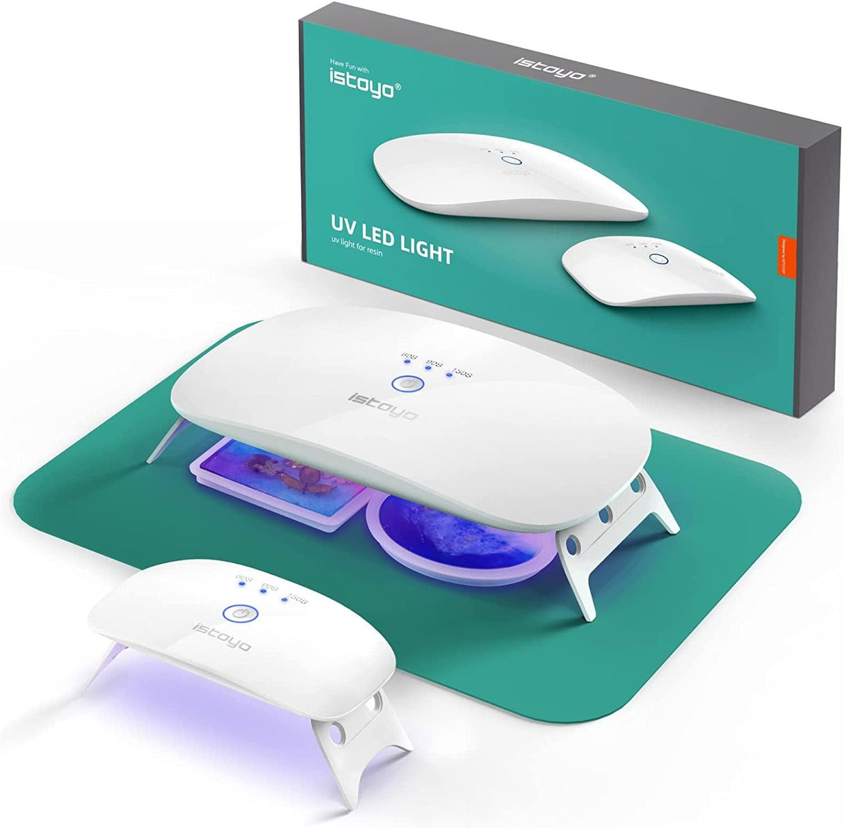 2 Pack UV Light for Resin, 48W Large Size Dual Wavelength UV Resin Light and Portable UV Lamp for Resin Curing, UV Resin Kit, Resin Supplies for UV WoodArtSupply