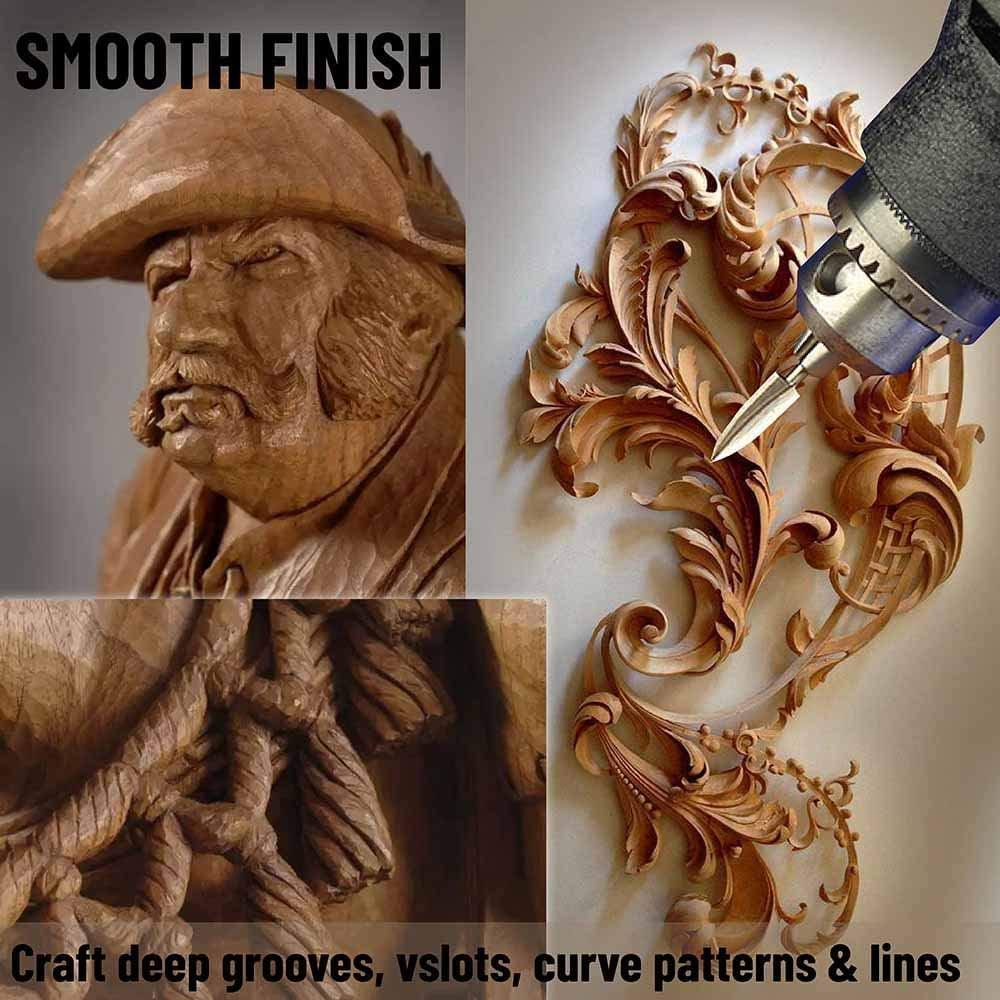 Wood Carving Tools for Rotary Tool, 5 PCS HSS Woodworking Tools Engraving Drill Bit Set Wood Crafts WoodArtSupply