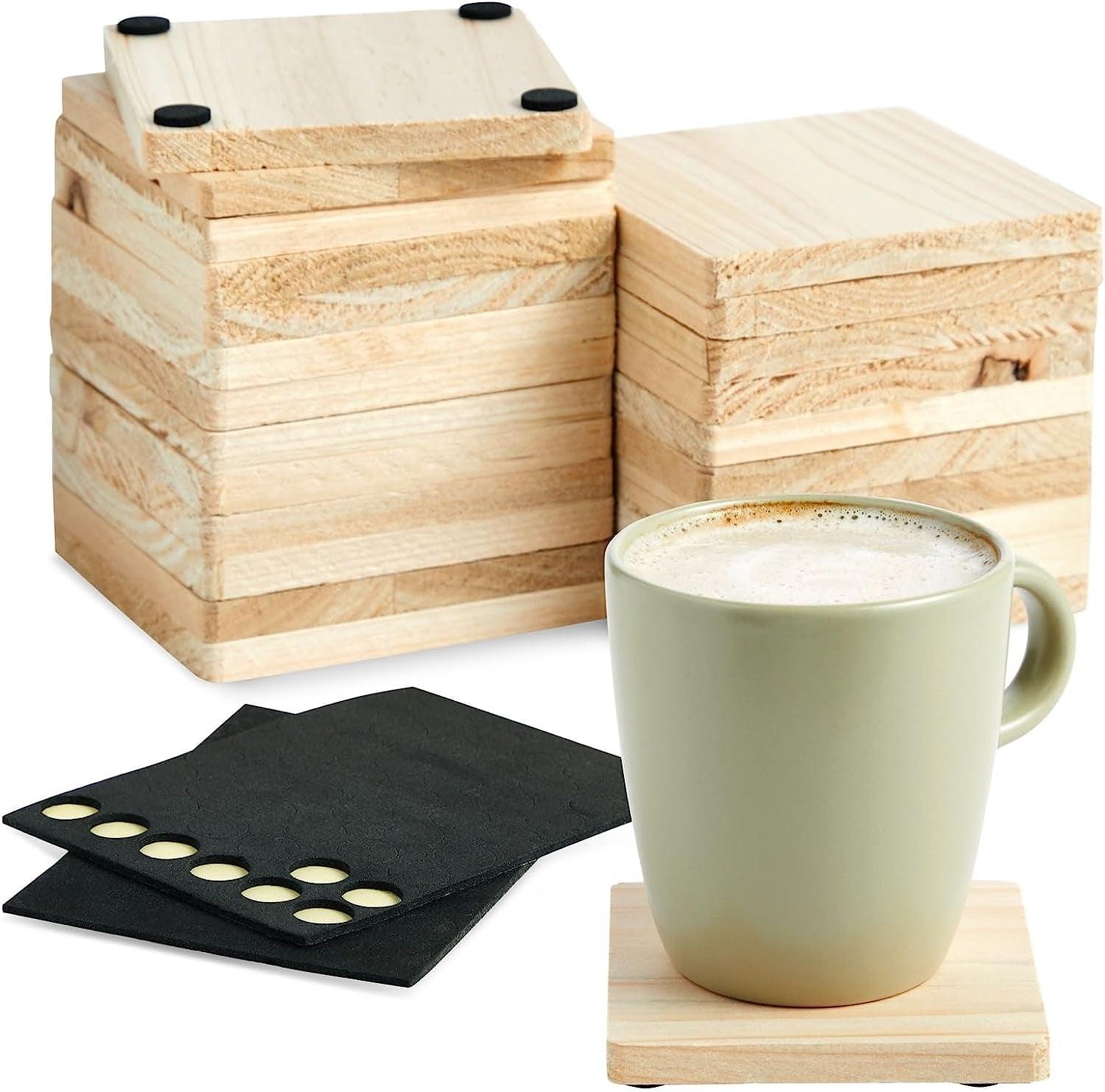 12 Pack Wood Coasters for Crafts, 4 Inch Unfinished Natural Wood