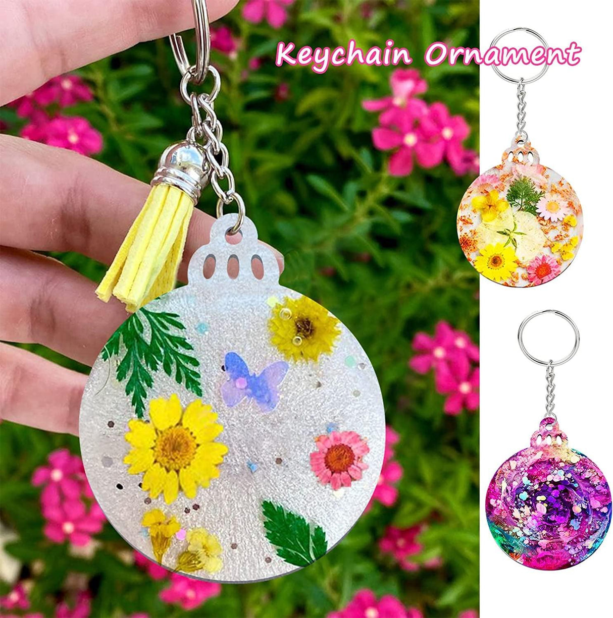 Christmas Resin Molds Silicone, 4 Pcs Christmas Ornaments round Shape Pendant Epoxy Resin Molds, DIY Crafts Jewelry Keychain Making Christmas WoodArtSupply