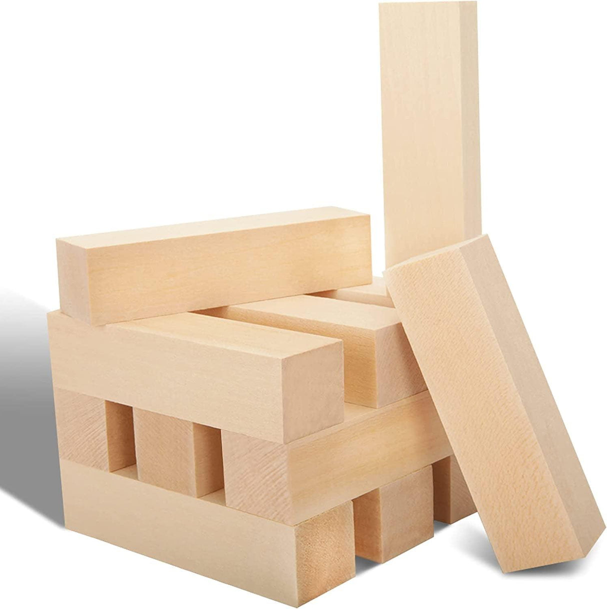 12 Pack Unfinished Basswood Carving Blocks Kit, Rectangular Wooden Blocks WoodArtSupply
