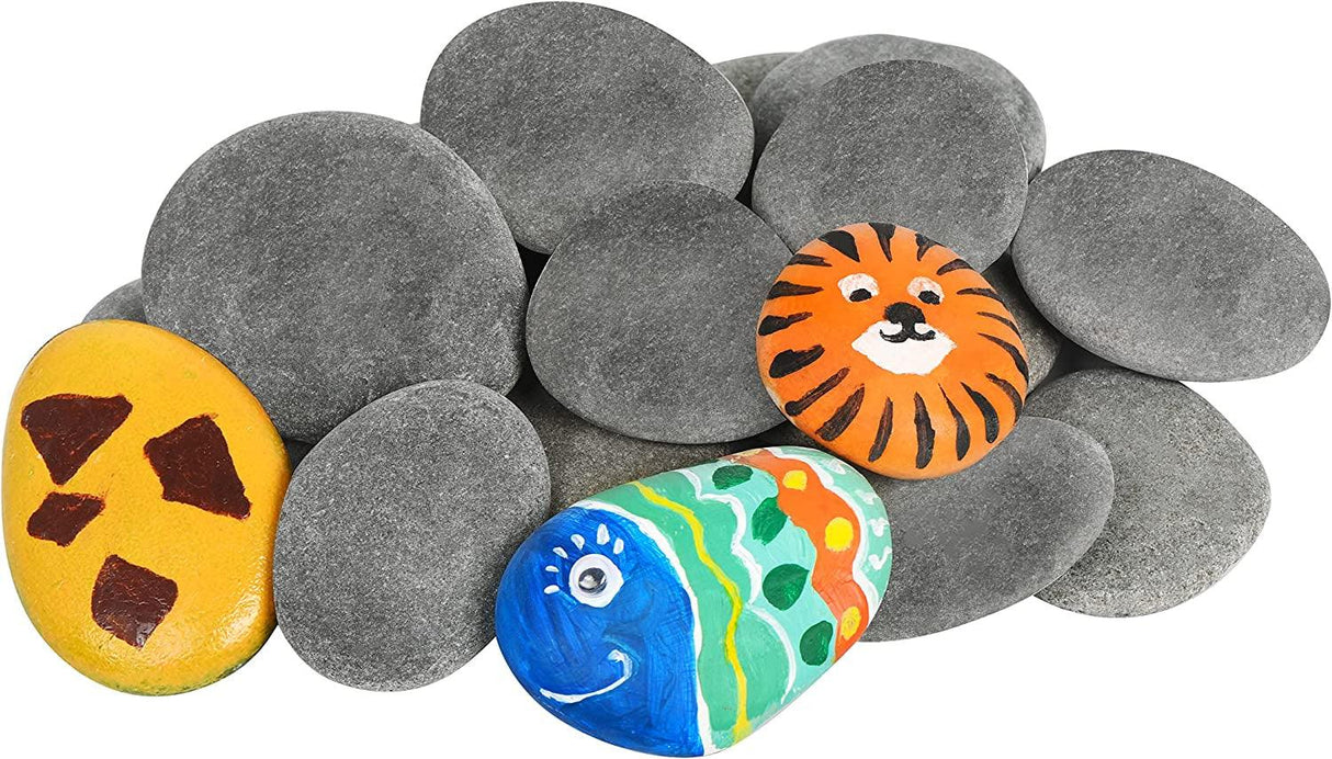 15 Pcs Rocks for Painting, River Rocks to Paint, 2"-3" Flat Painting Rocks, Smooth Rocks for Crafts WoodArtSupply