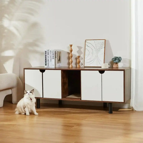 Cat Box Enclosure | Hidden Litter Box Furniture - WoodArtSupply