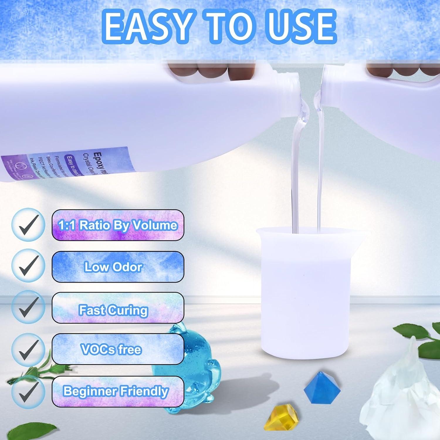 0.5 Gallon Clear Epoxy Resin - Quick Curing Kit | High Hardness & Odorless | Ideal for Art, Jewelry, Casting - 4 Hrs Demold Time | Easy to Use - WoodArtSupply