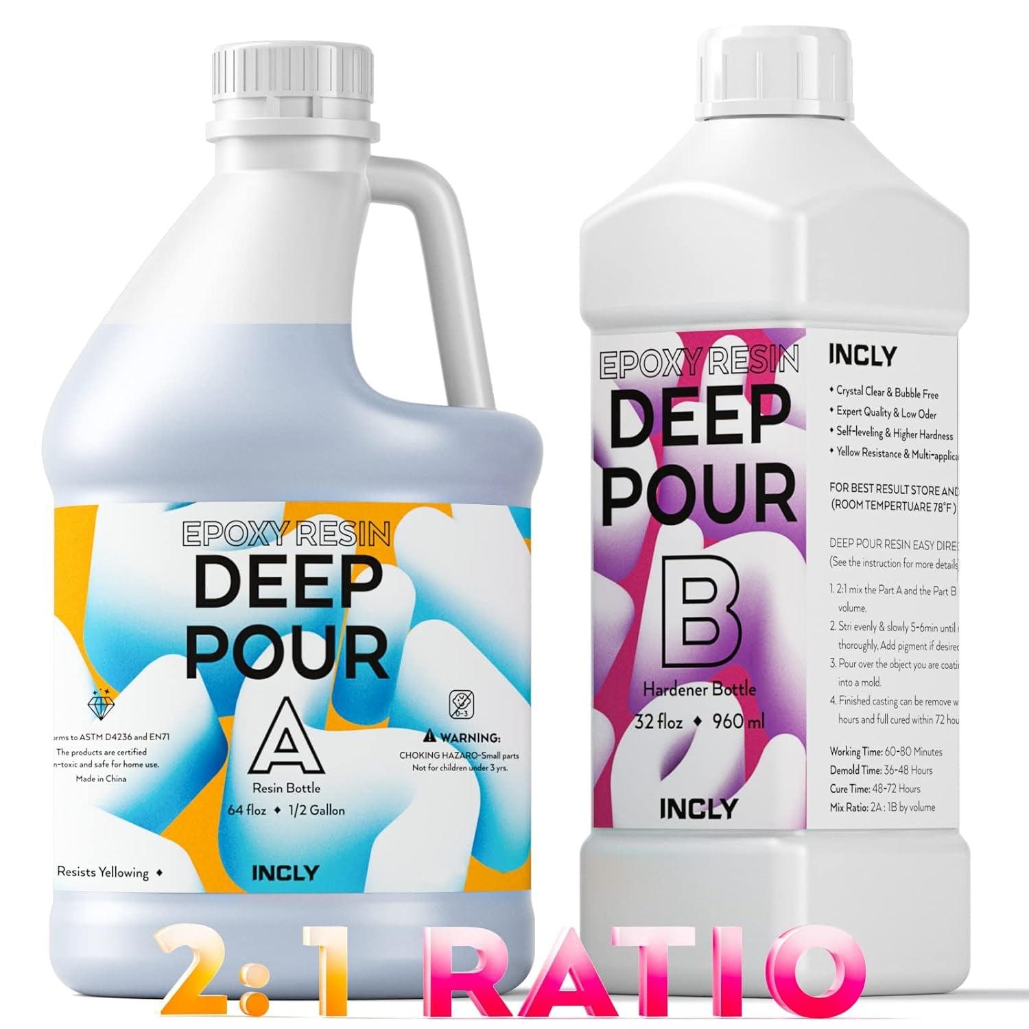 0.75 Gallon Deep Pour Epoxy Resin Kit, High Gloss & Bubble Free 2 to 4 Inch Depth Resin Epoxy, Resin Supplies for Coating & Casting, Craft River WoodArtSupply