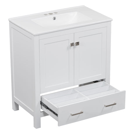 Bathroom Vanity With Single Sink, Combo Cabinet Undermount Sink, Bathroom Storage Cabinet With Two Doors And A Drawer, Soft Closing, Multifunctional Storage, Solid Wood Frame HouseOfZazla