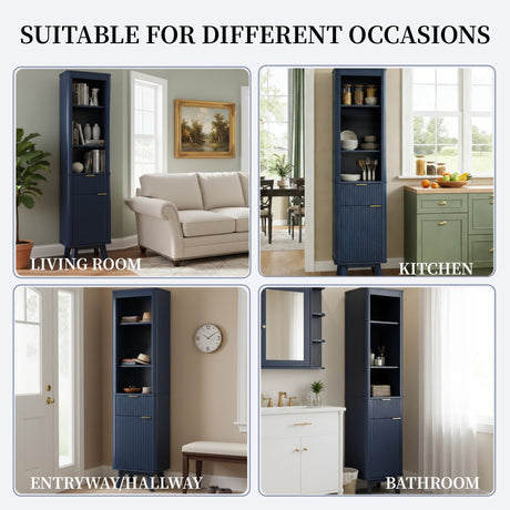 Tall Bathroom Storage Cabinet With Adjustable Shelves And 1 Drawer & Door HouseOfZazla