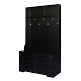 Entryway Bench With Coat Rack, 3 In 1 Design And Adjustable Shelves