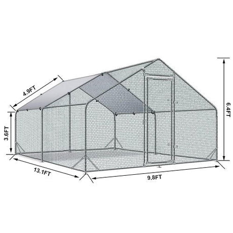 Large Metal Chicken Coop, Walk In Poultry Cage Hen Run House Rabbits Habitat Cage Spire Shaped Coop With Waterproof And Anti Ultraviolet Cover HouseOfZazla