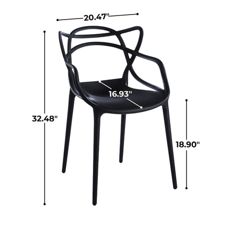 Dining Chair Set of 4 - Black Plastic HouseOfZazla