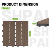27 Pcs Interlocking Deck Tiles 12" x 12" HDPE Outdoor Flooring