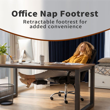 Executive Office Chair With Foot Rest, Adjustable Height - Black HouseOfZazla