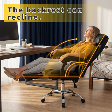 Executive Office Chair With Foot Rest, Adjustable Height - Black HouseOfZazla