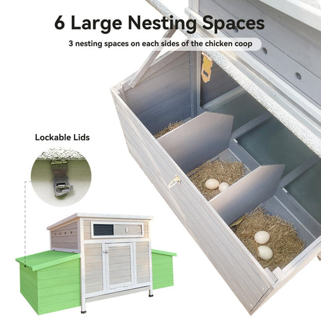 Large Wooden Chicken Coop Outdoor Hen House with Nesting Boxes HouseOfZazla